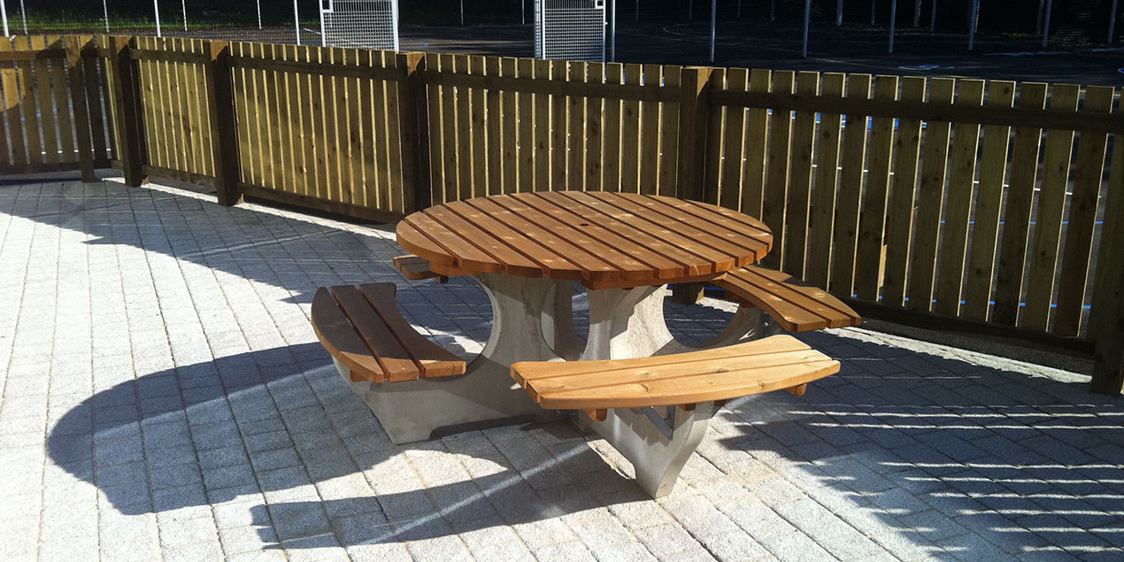 Round Concrete Timber Picnic Table